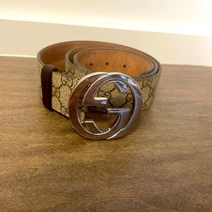 Supreme GG Gucci belt, 90•36, Grey and brown
